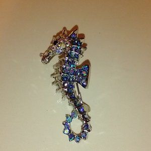 Rhinestone Seahorse Brooch